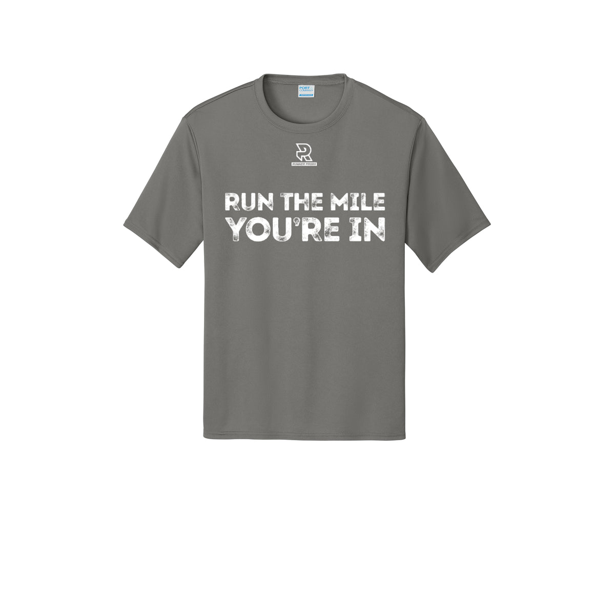 RUN THE MILE YOU'RE IN (White) - Short Sleeve Performance Tee