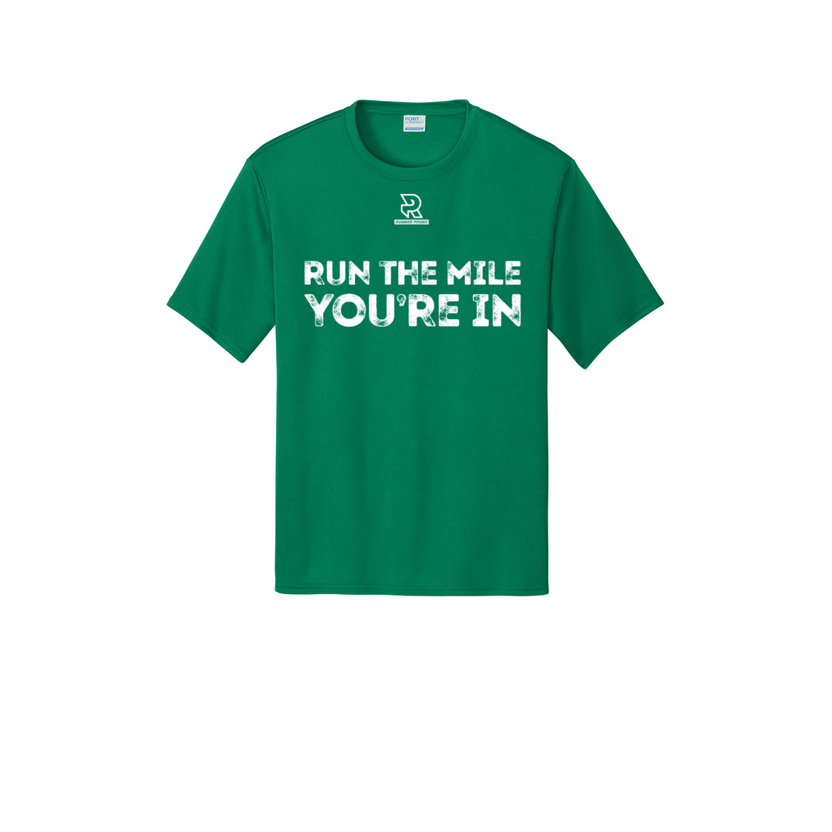 RUN THE MILE YOU'RE IN (White) - Short Sleeve Performance Tee