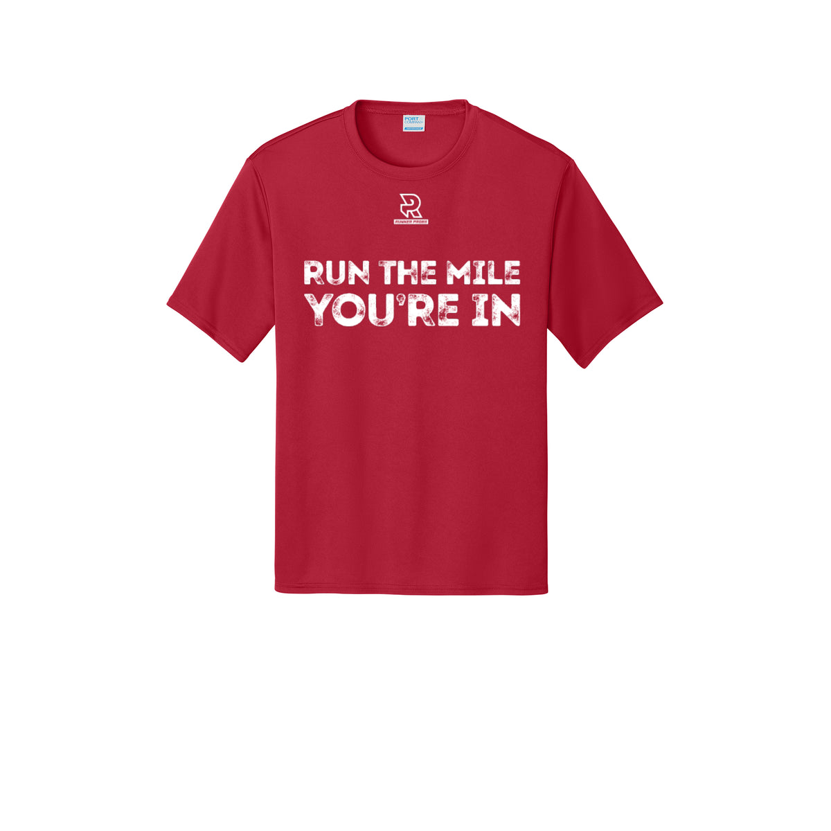RUN THE MILE YOU'RE IN (White) - Short Sleeve Performance Tee