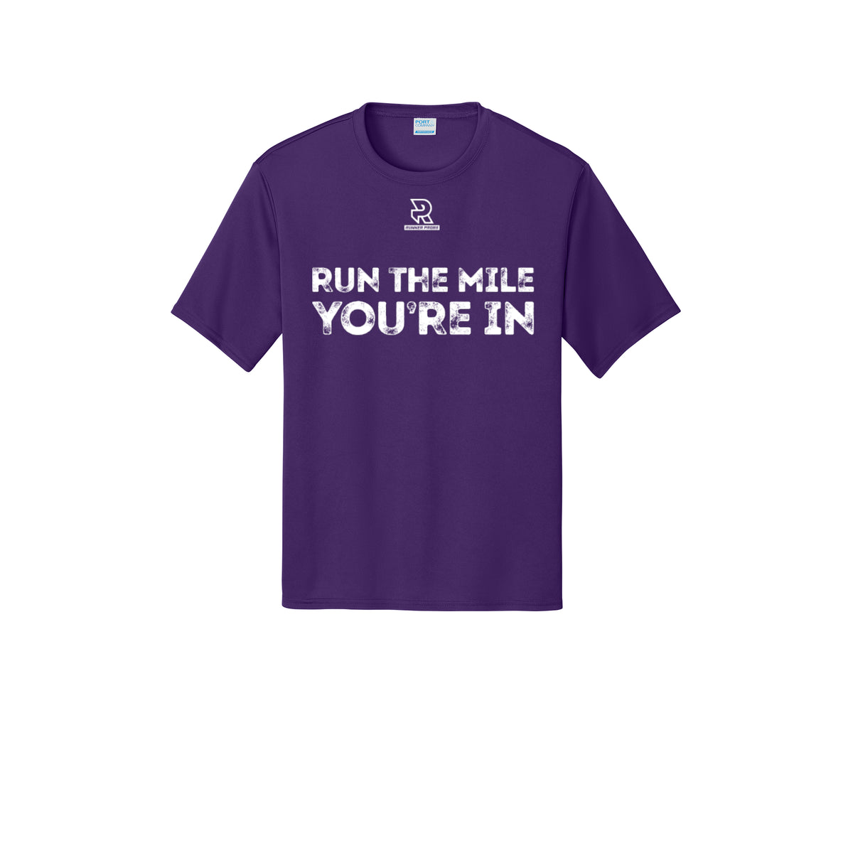 RUN THE MILE YOU'RE IN (White) - Short Sleeve Performance Tee