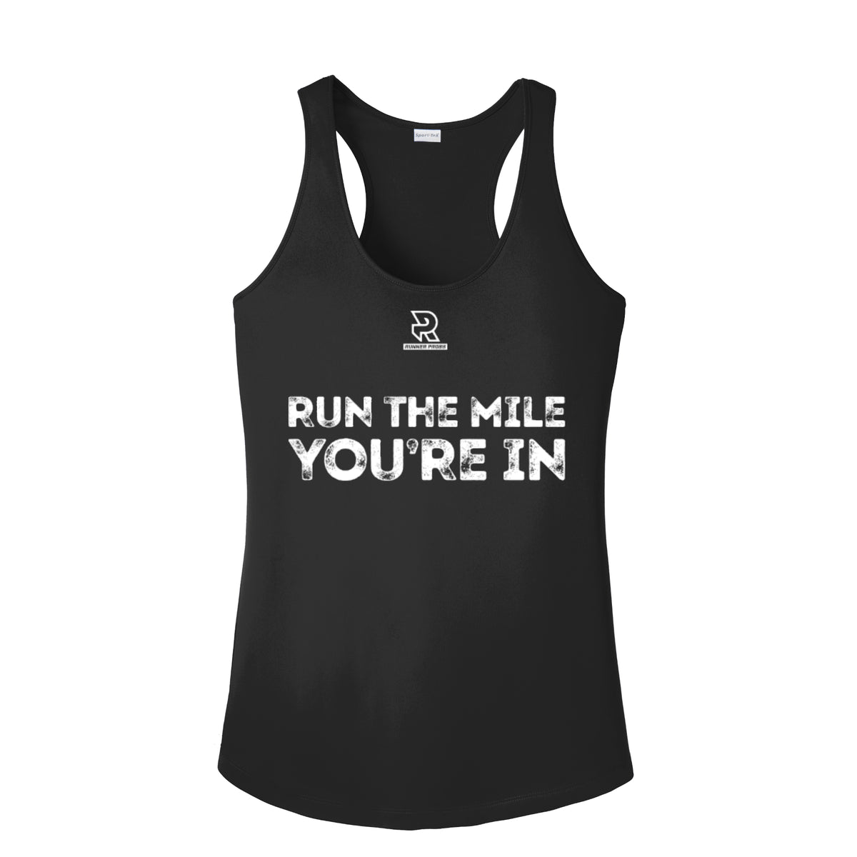RUN THE MILE YOU'RE IN (White) - Womens Competitor Racerback Tank