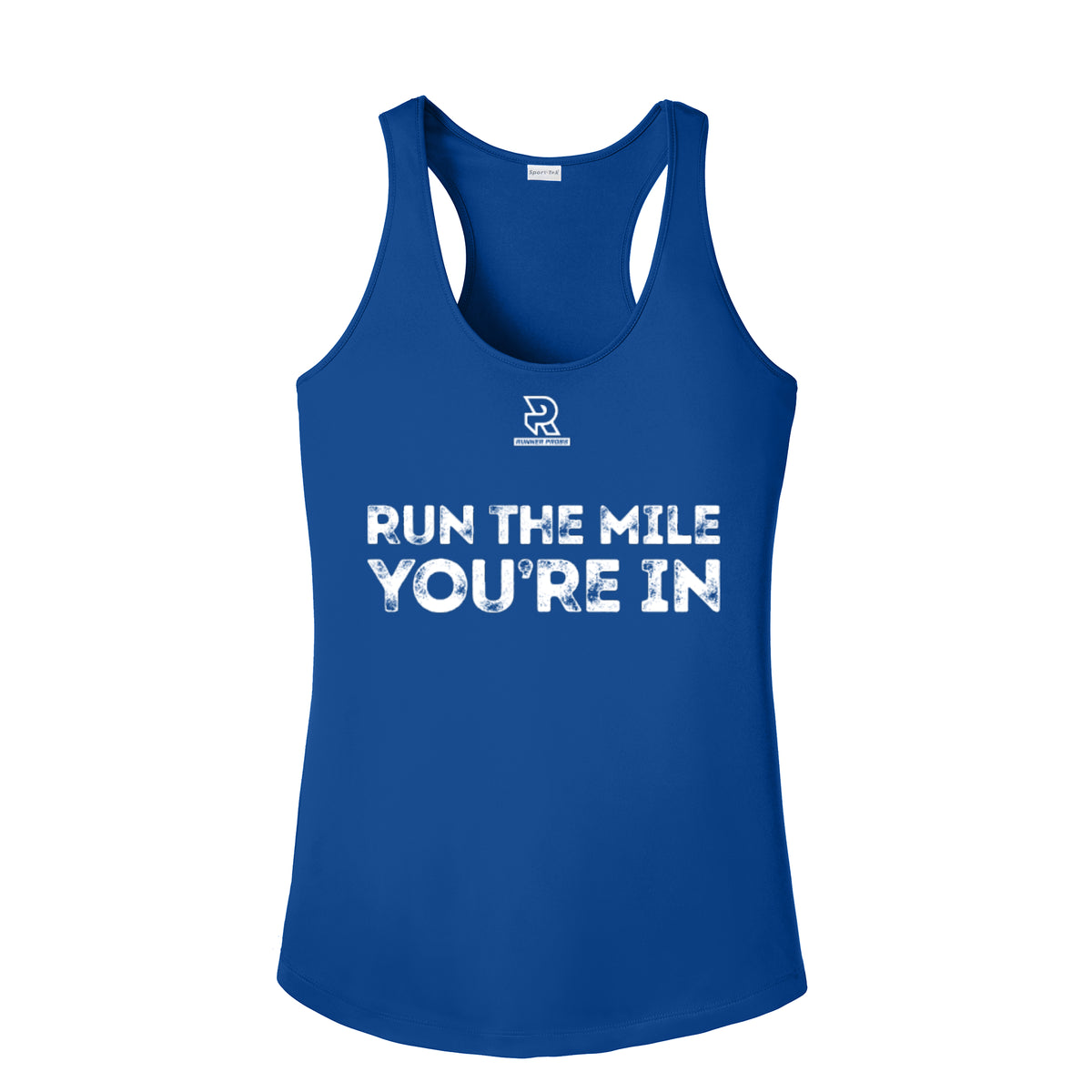 RUN THE MILE YOU'RE IN (White) - Womens Competitor Racerback Tank