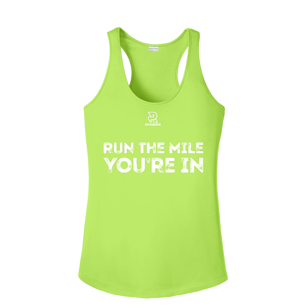 RUN THE MILE YOU'RE IN (White) - Womens Competitor Racerback Tank