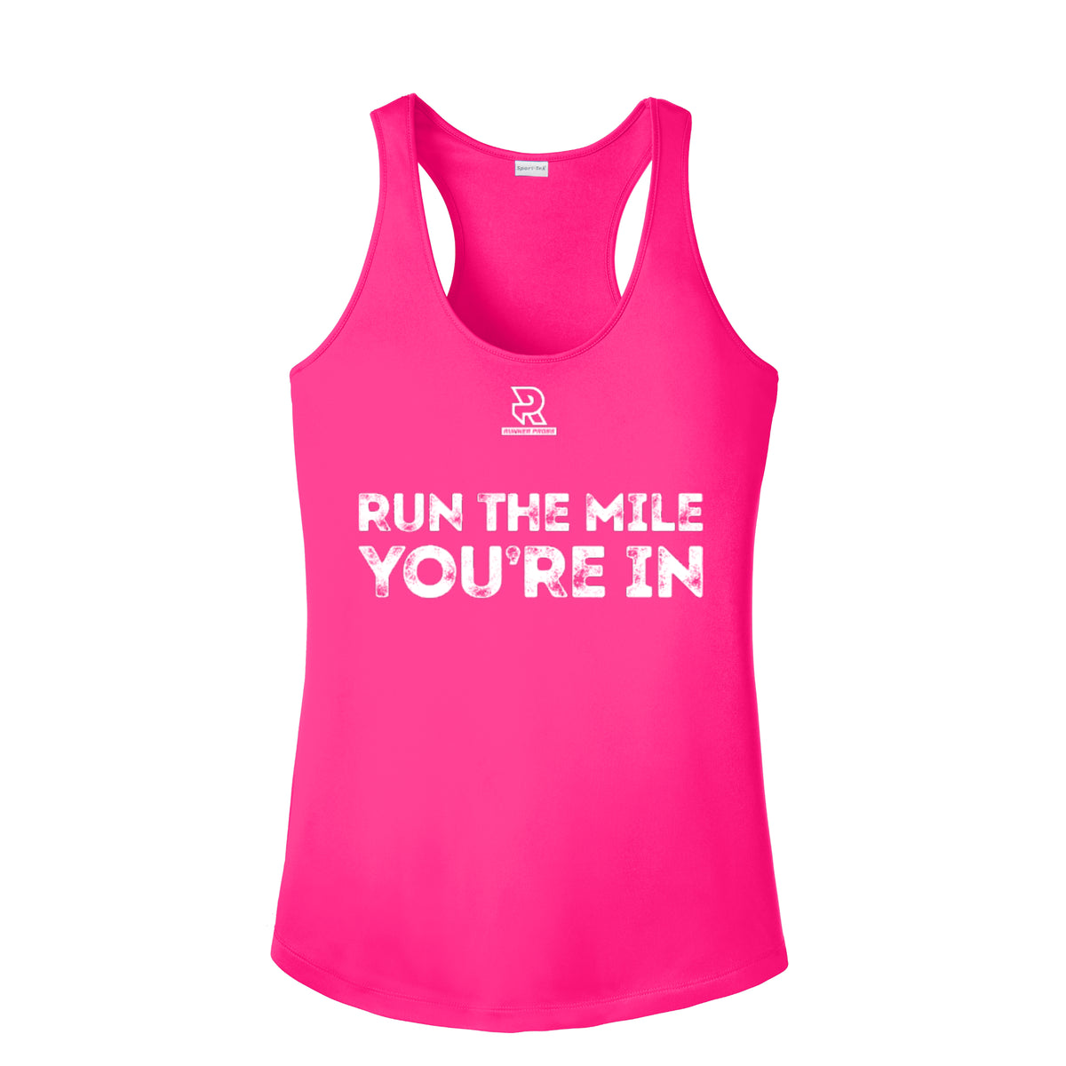RUN THE MILE YOU'RE IN (White) - Womens Competitor Racerback Tank