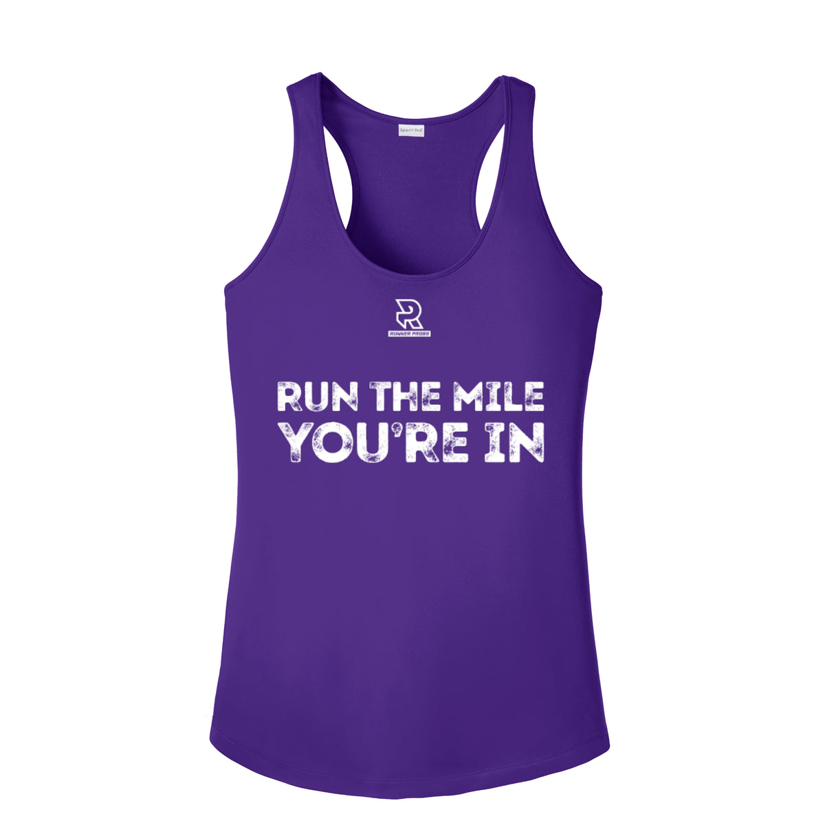 RUN THE MILE YOU'RE IN (White) - Womens Competitor Racerback Tank