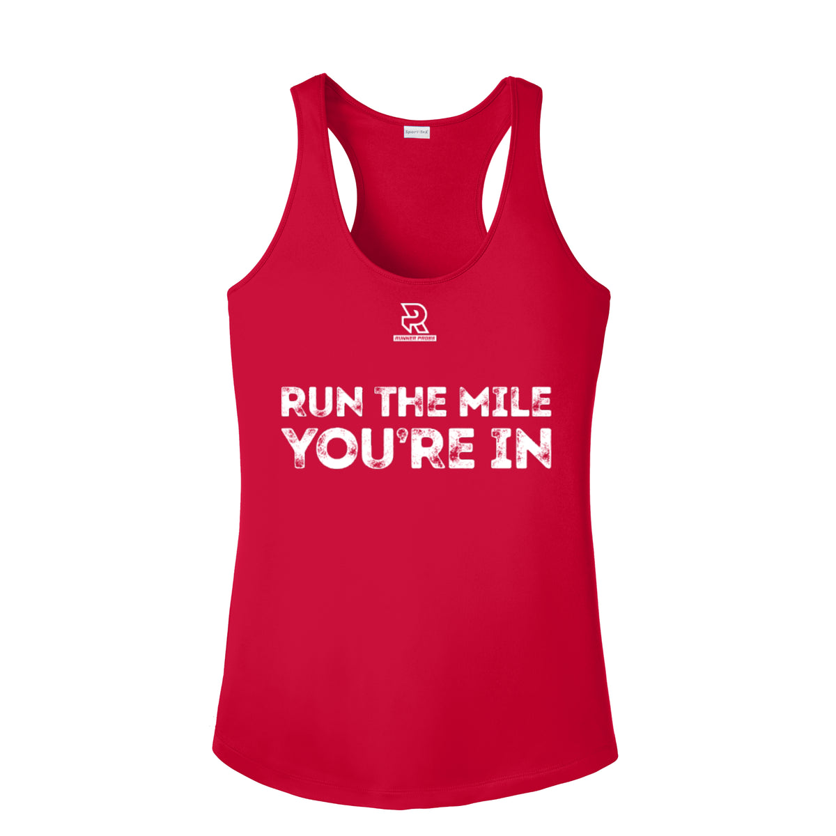 RUN THE MILE YOU'RE IN (White) - Womens Competitor Racerback Tank