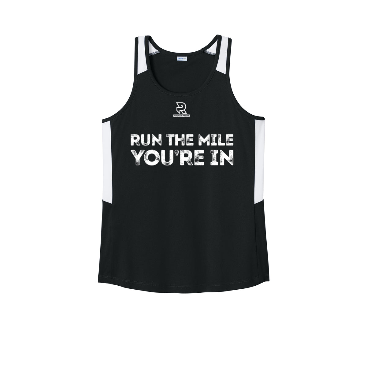 RUN THE MILE YOU'RE IN (White) - Womens Club Track Tank