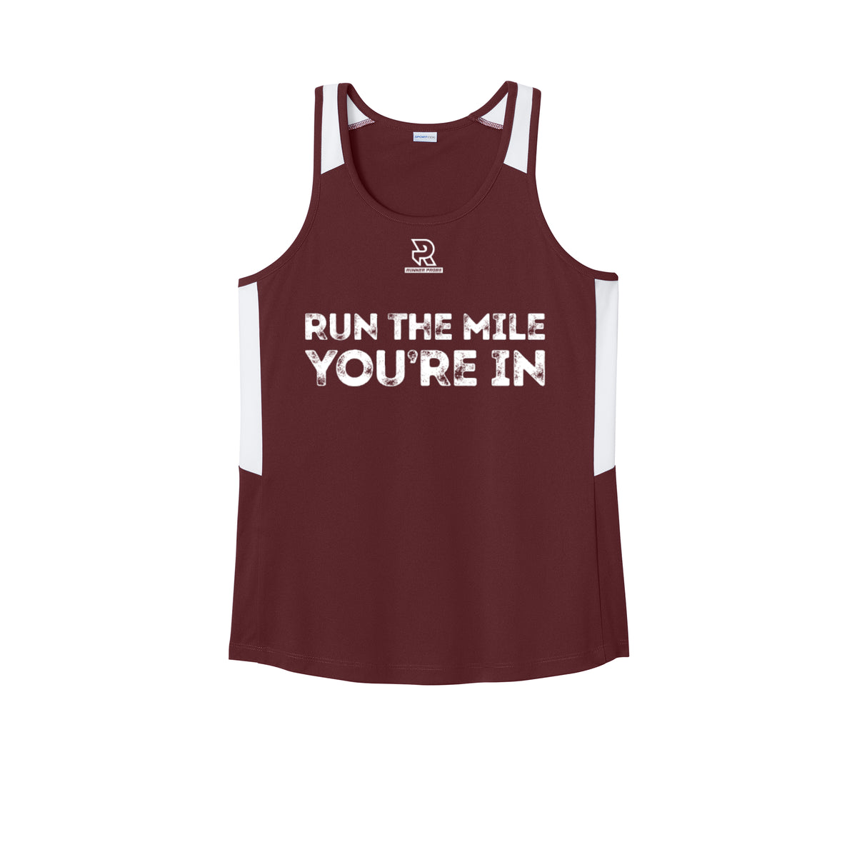RUN THE MILE YOU'RE IN (White) - Womens Club Track Tank