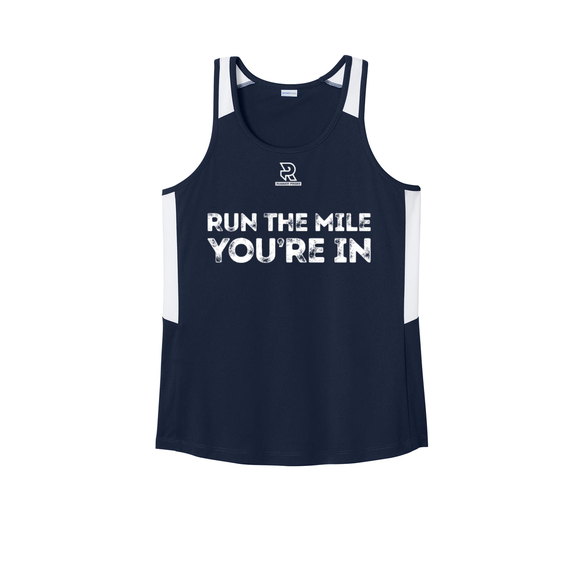 RUN THE MILE YOU'RE IN (White) - Womens Club Track Tank