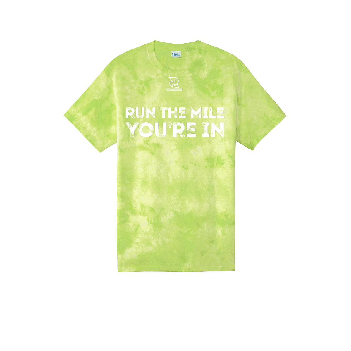 RUN THE MILE YOU'RE IN (White) - Short Sleeve Tie Dye Cotton Tee