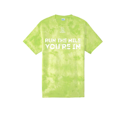 RUN THE MILE YOU'RE IN (White) - Short Sleeve Tie Dye Cotton Tee