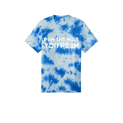 RUN THE MILE YOU'RE IN (White) - Short Sleeve Tie Dye Cotton Tee