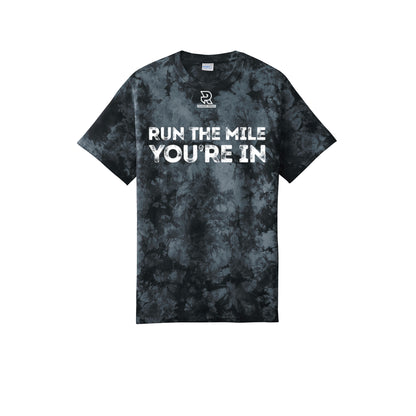 RUN THE MILE YOU'RE IN (White) - Short Sleeve Tie Dye Cotton Tee