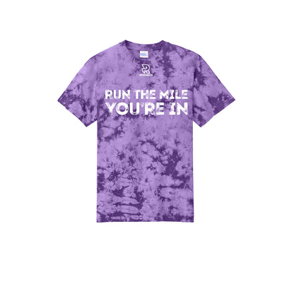 RUN THE MILE YOU'RE IN (White) - Short Sleeve Tie Dye Cotton Tee