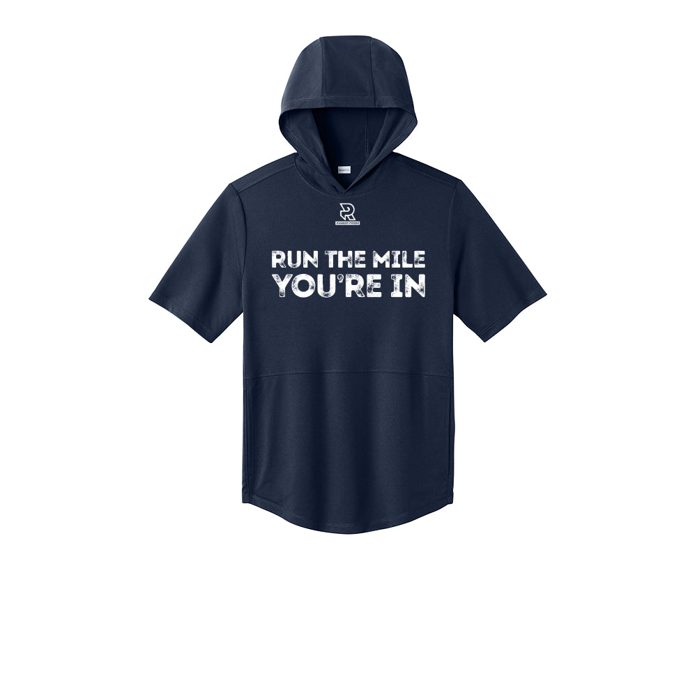 RUN THE MILE YOU'RE IN (White) - Short Sleeve Performance Hoodie