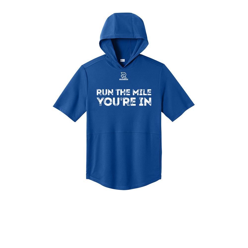 RUN THE MILE YOU'RE IN (White) - Short Sleeve Performance Hoodie