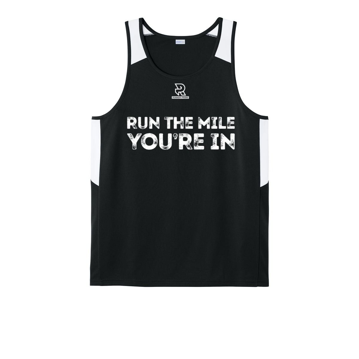 RUN THE MILE YOU'RE IN (White) - Mens Club Track Tank