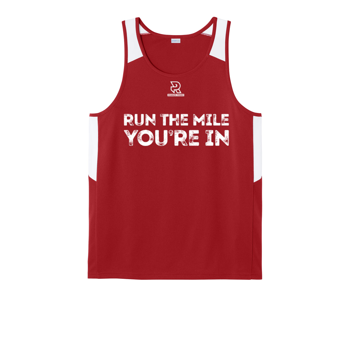 RUN THE MILE YOU'RE IN (White) - Mens Club Track Tank