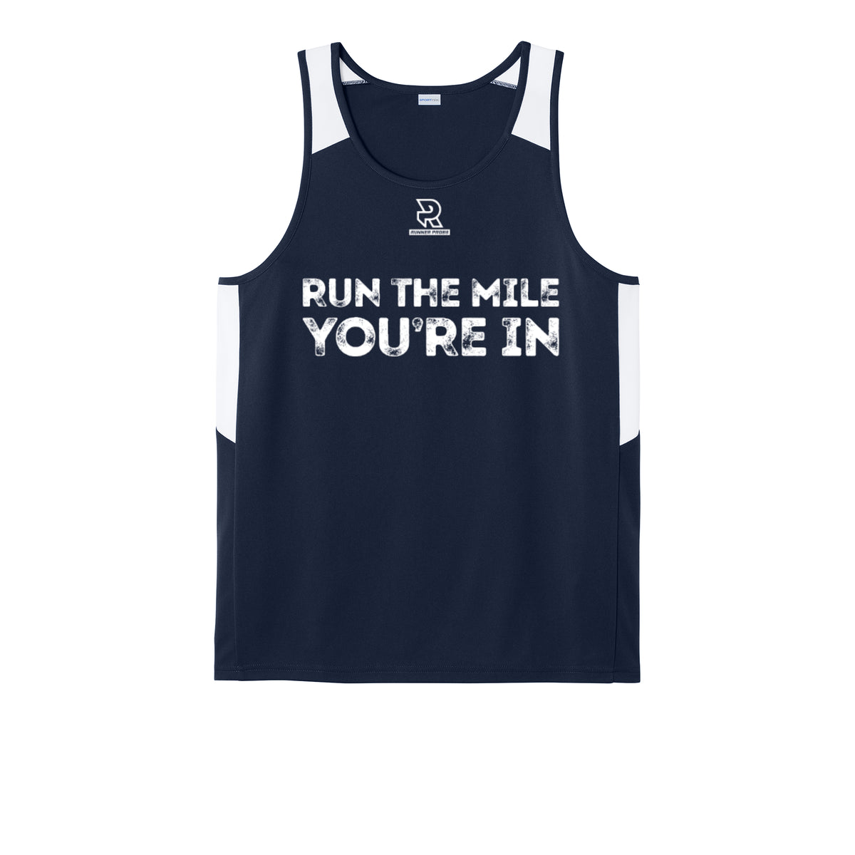RUN THE MILE YOU'RE IN (White) - Mens Club Track Tank
