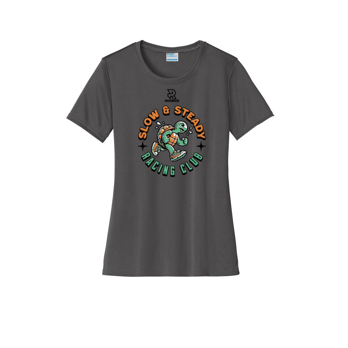 SLOW & STEADY RACING (Black) - Womens Short Sleeve Performance Tee