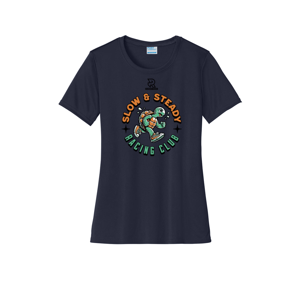 SLOW & STEADY RACING (Black) - Womens Short Sleeve Performance Tee
