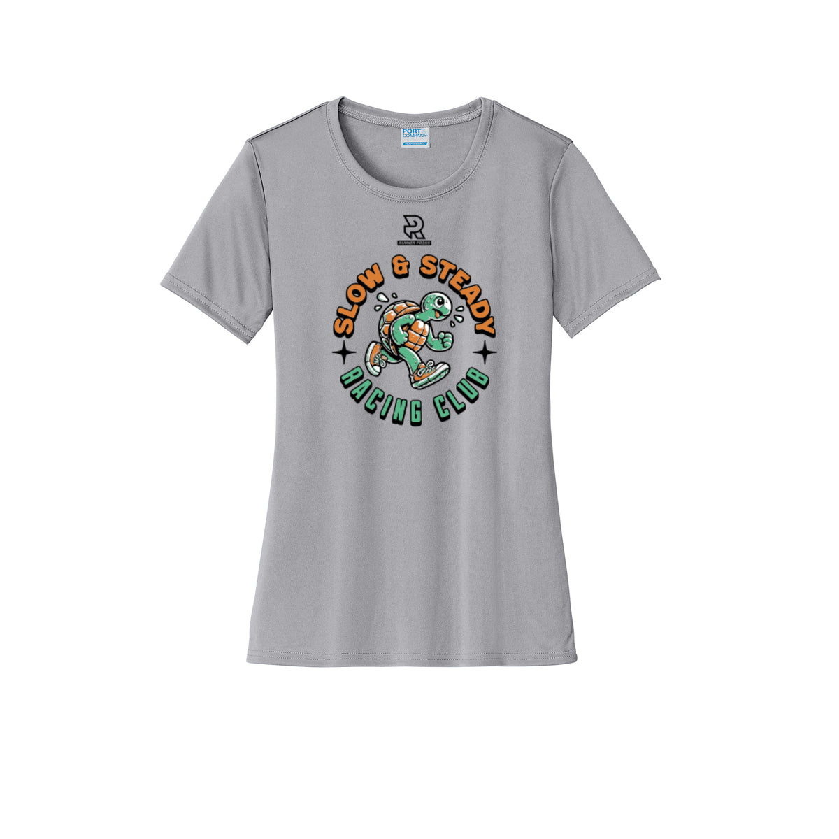 SLOW & STEADY RACING (Black) - Womens Short Sleeve Performance Tee