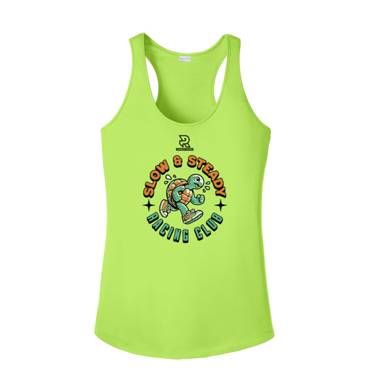 SLOW & STEADY RACING (Black) - Womens Competitor Racerback Tank