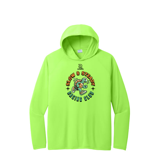 SLOW & STEADY RACING (Black) - Long Sleeve Hooded Performance Tee