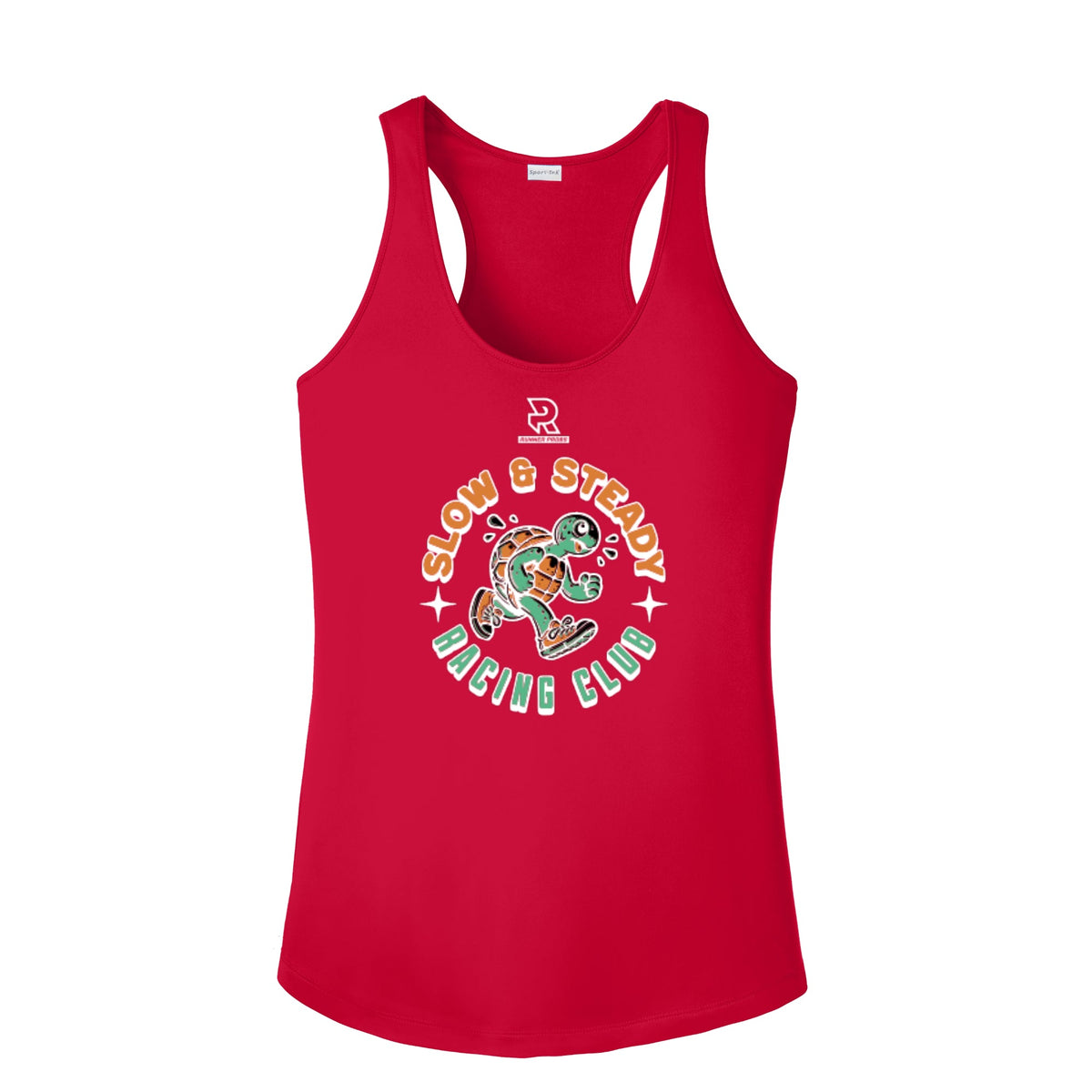 SLOW & STEADY RACING (White) - Womens Competitor Racerback Tank
